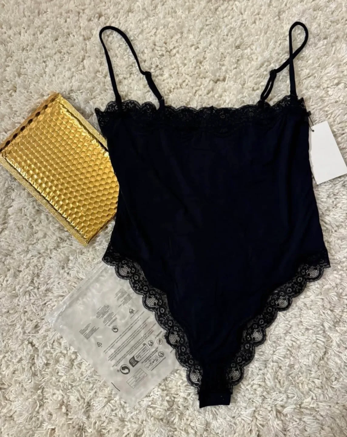 Black Lace Trim Bodysuit image indicator(3)