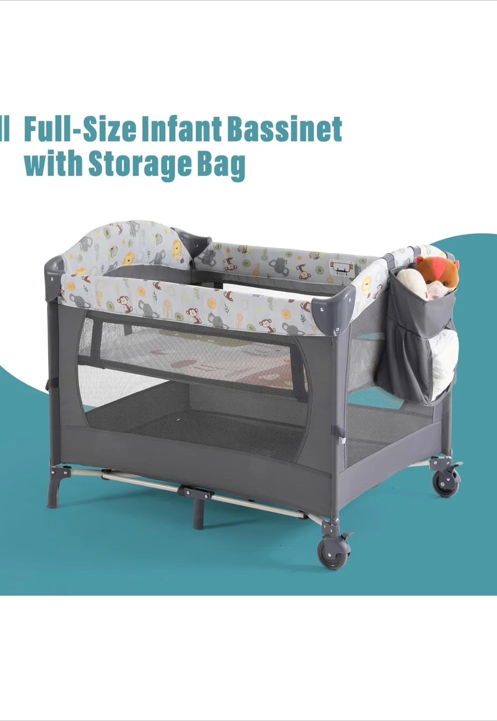 3-in-1 Portable Baby Playpen, Bassinet & Changer image indicator(3)