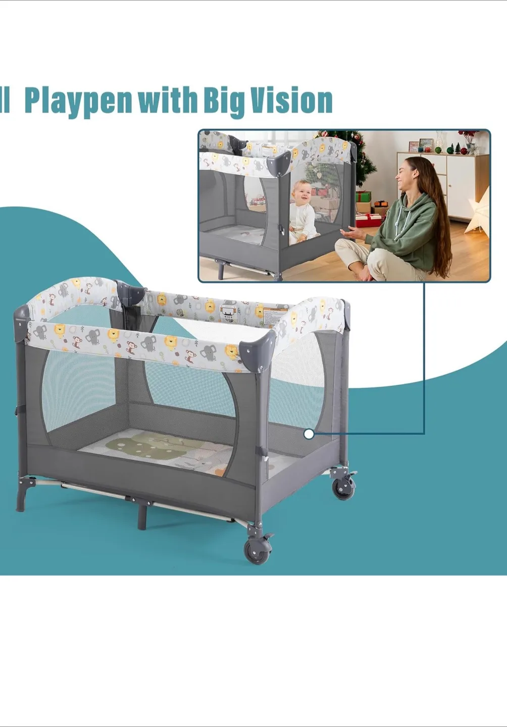 3-in-1 Portable Baby Playpen, Bassinet & Changer image indicator(2)