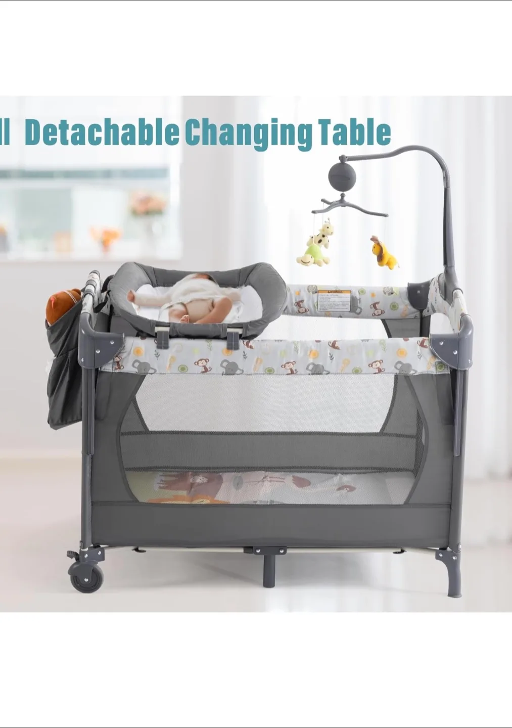 3-in-1 Portable Baby Playpen, Bassinet & Changer image indicator(4)
