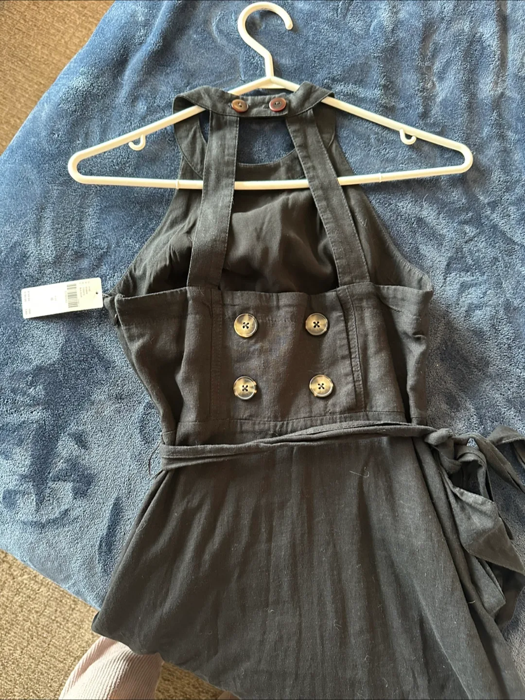 Anthropologie Black Halter Neck Mini Dress Size 0 image indicator(2)