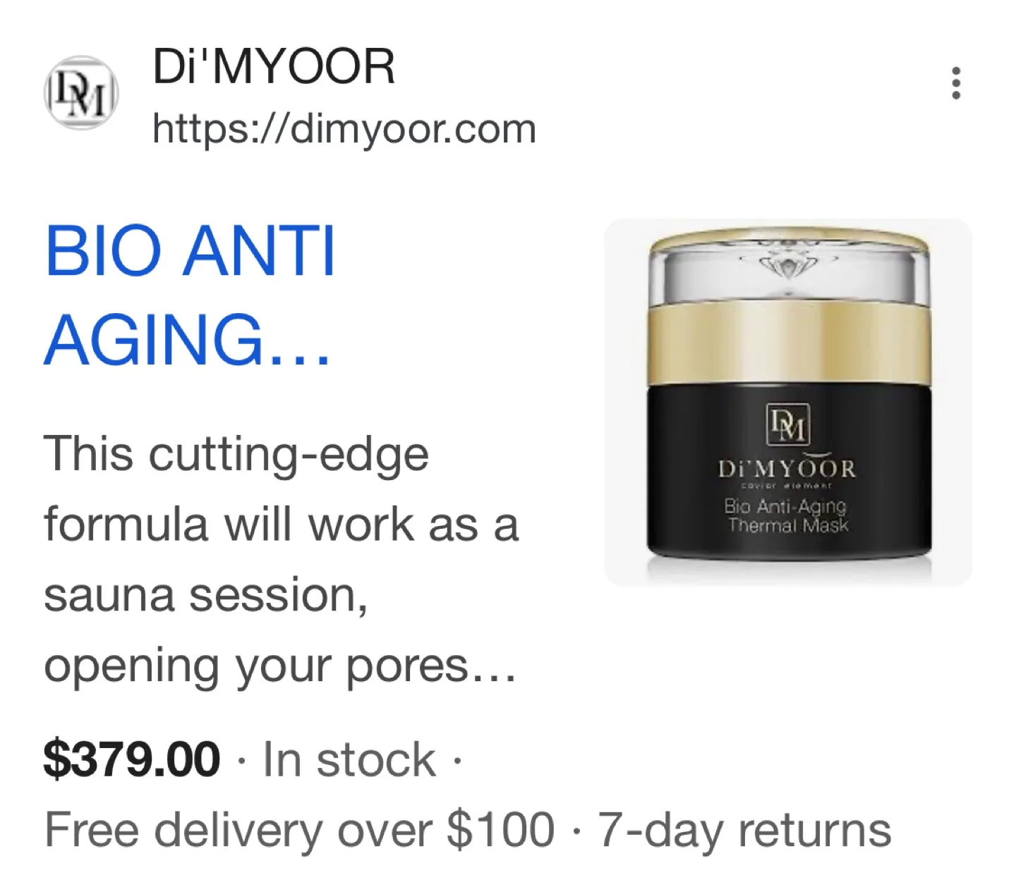 Di'myoor Caviar Element Bio Anti-Aging Thermal Mask - New in Box image indicator(10)