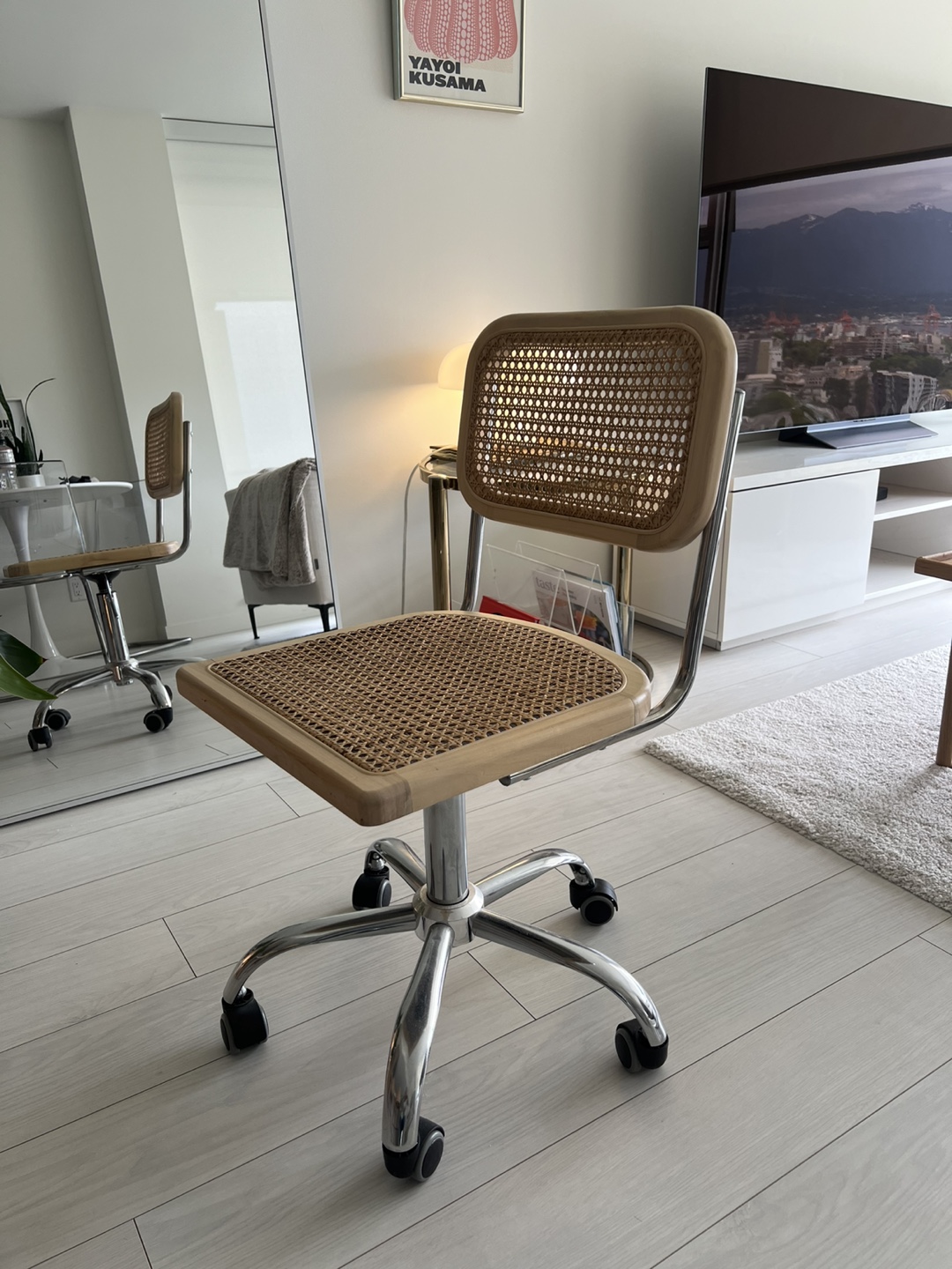 Rattan Office Chair with Chrome Base