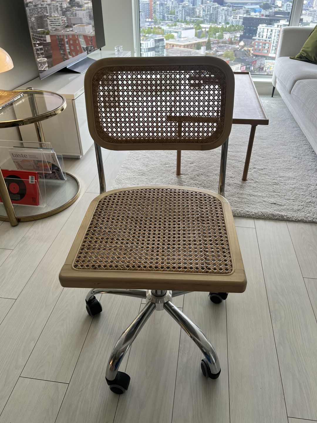Rattan Office Chair with Chrome Base - photo 2