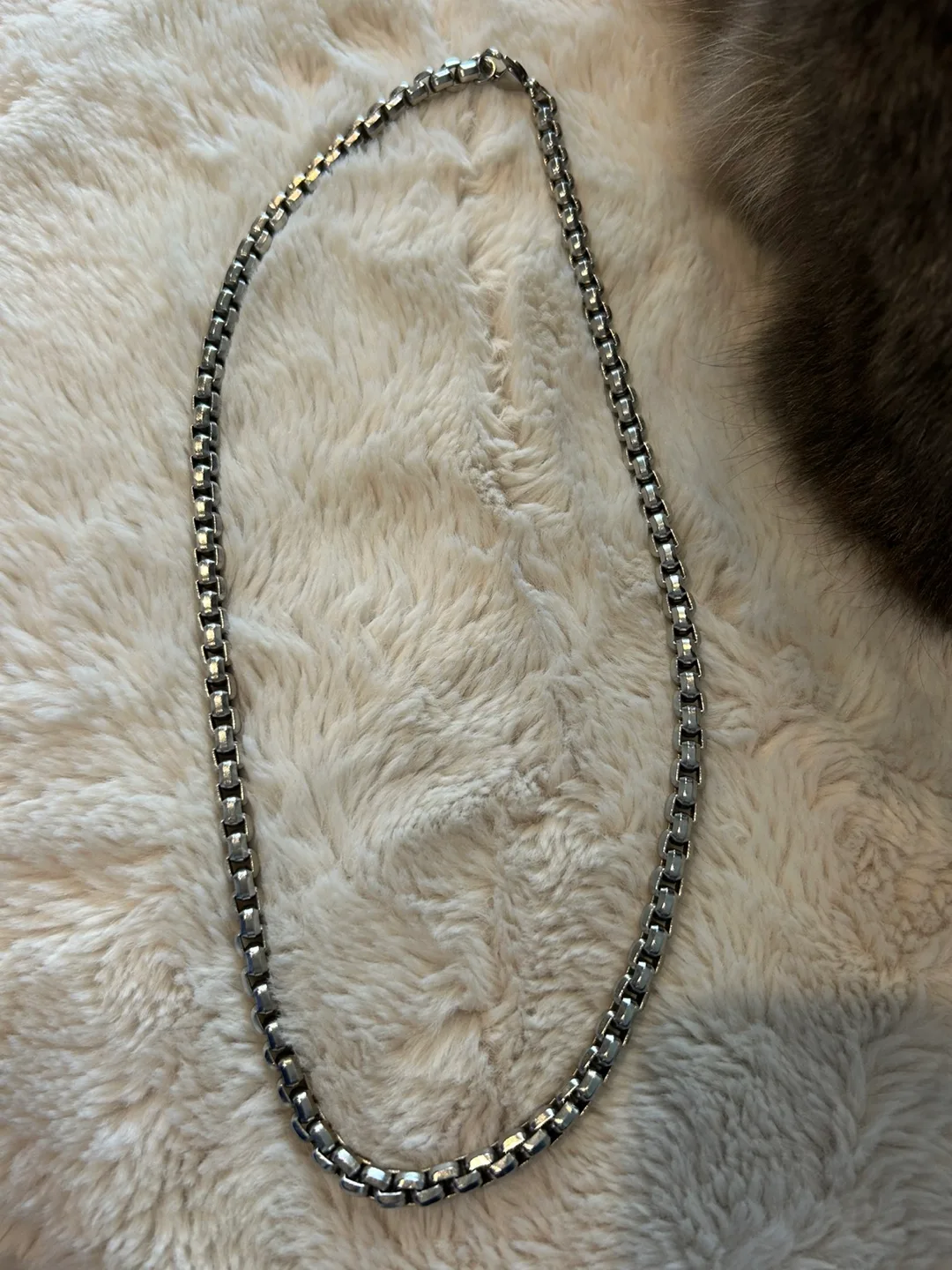 Silver Tone Box Chain Necklace stainless steel 20” thumbnail