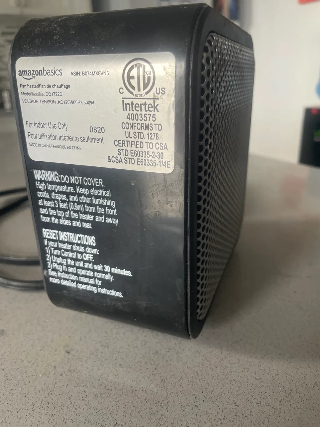 AmazonBasics Compact Fan Heater thumbnail