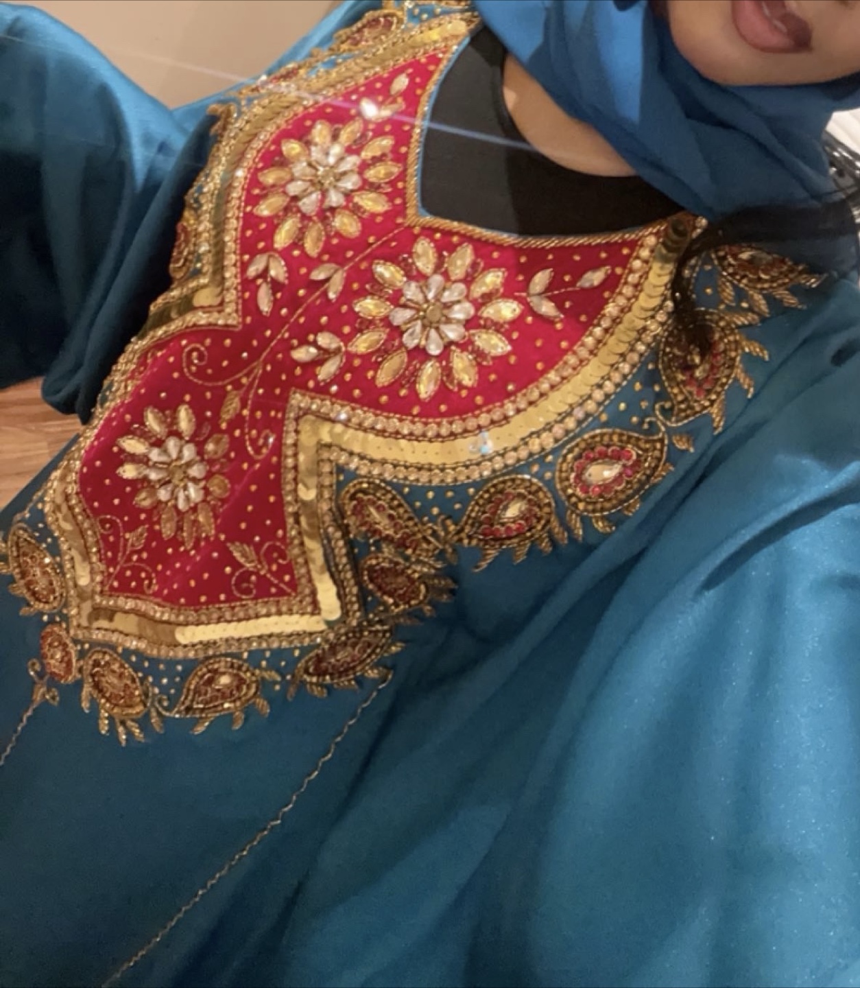 Teal embellished Kaftan