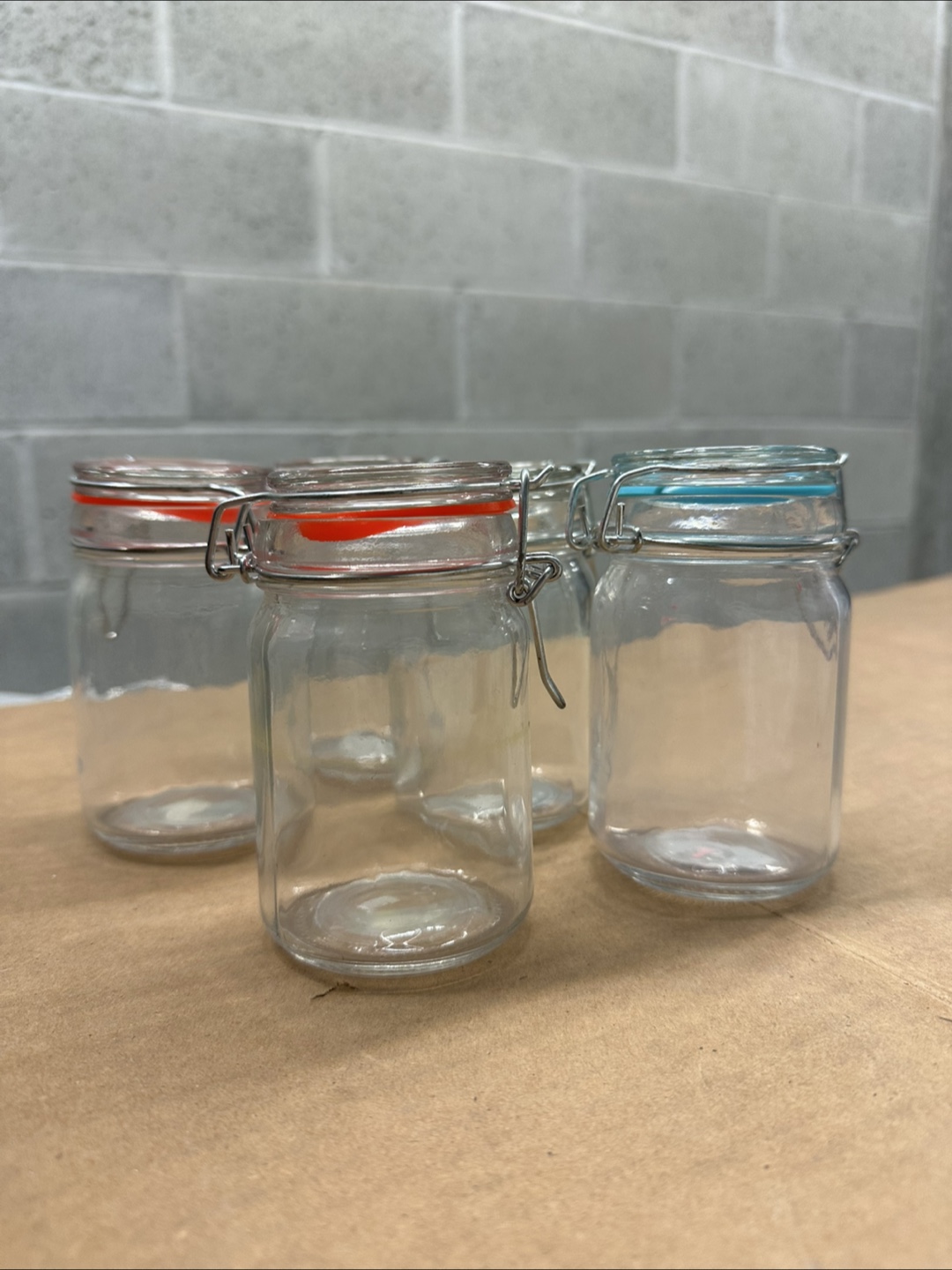 Set of 5 Glass Jars with Metal Clasps