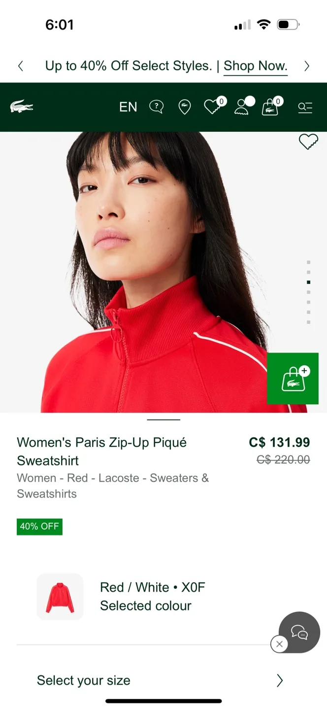 Lacoste Women's Zip-Up Sweatshirt navy image indicator(4)