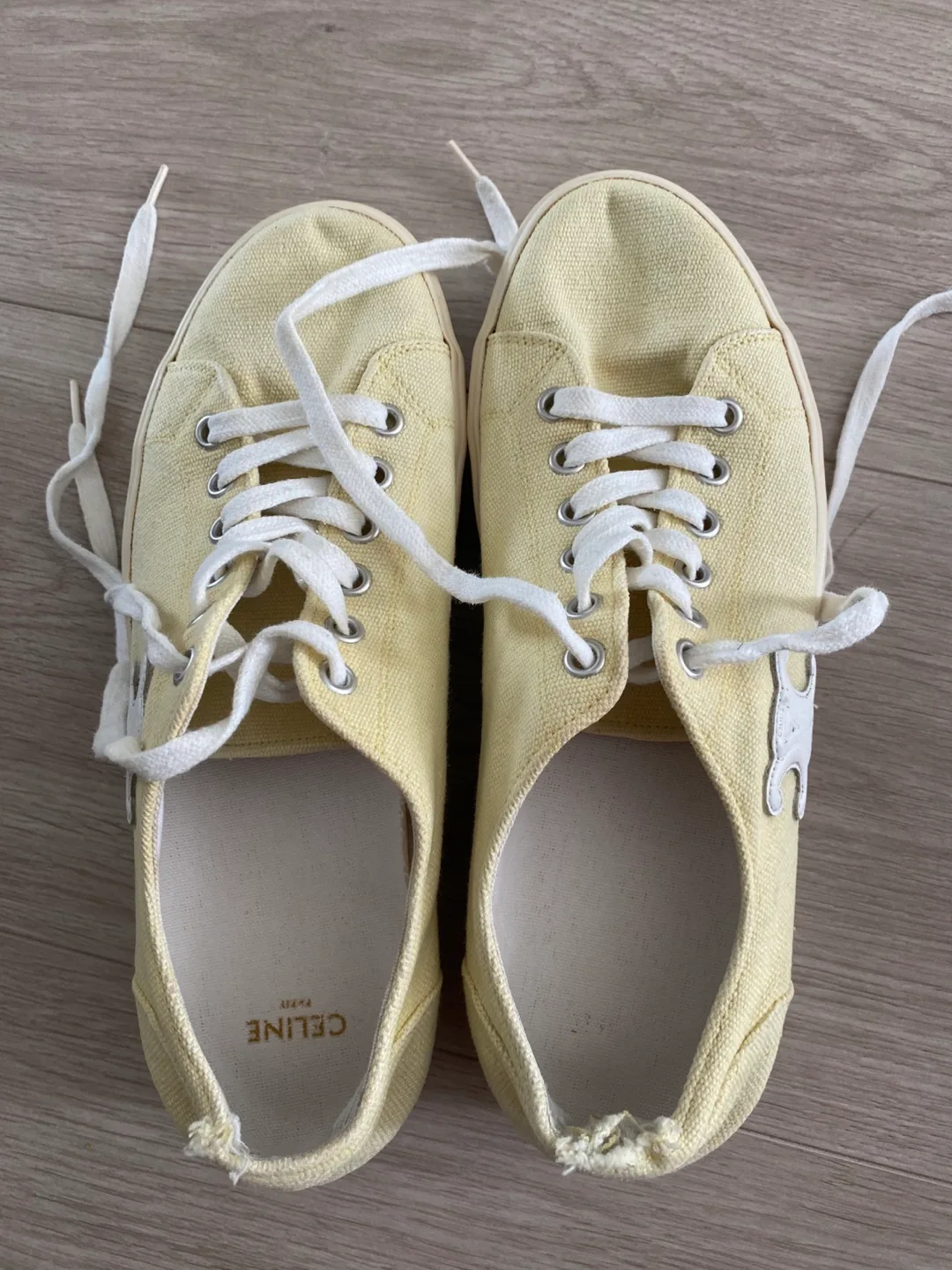 Céline Platform Sneakers - Pale Yellow Canvas thumbnail