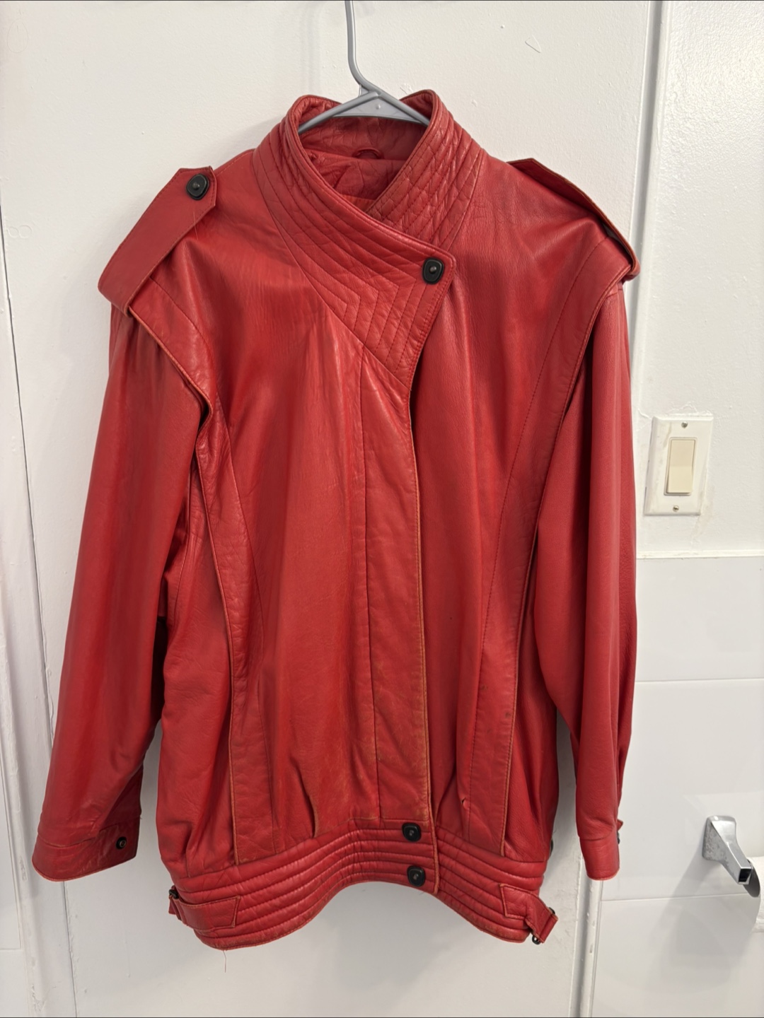 Vintage Red Leather Jacket - Size 12