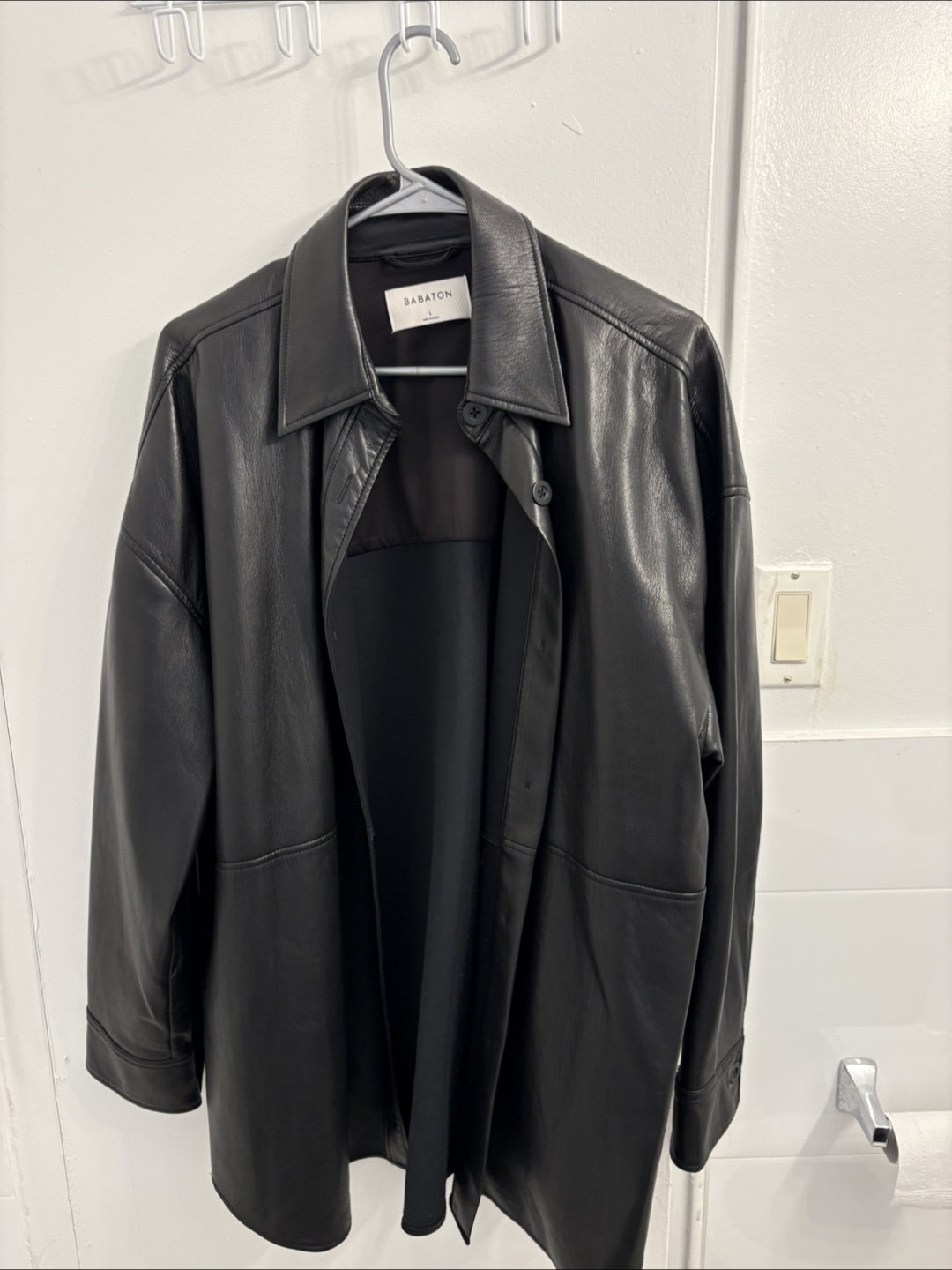 Babaton Leather Shirt Jacket