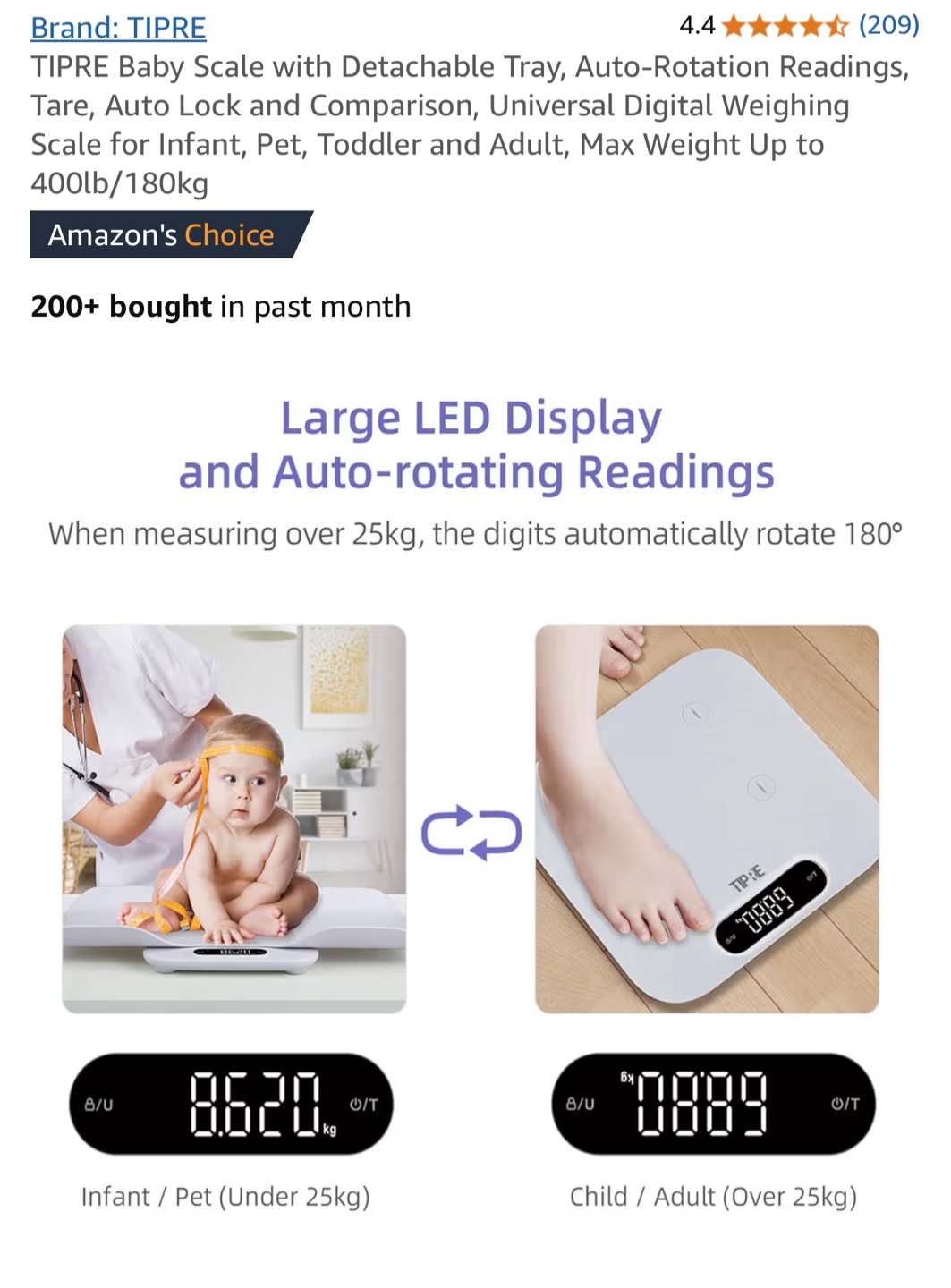 TIPRE Baby Scale with Detachable Tray - Digital Weighing Scale - photo 4