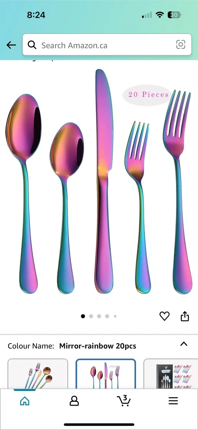 2 sets  - $30 total -20-Piece Rainbow Flatware Set - Brand New thumbnail