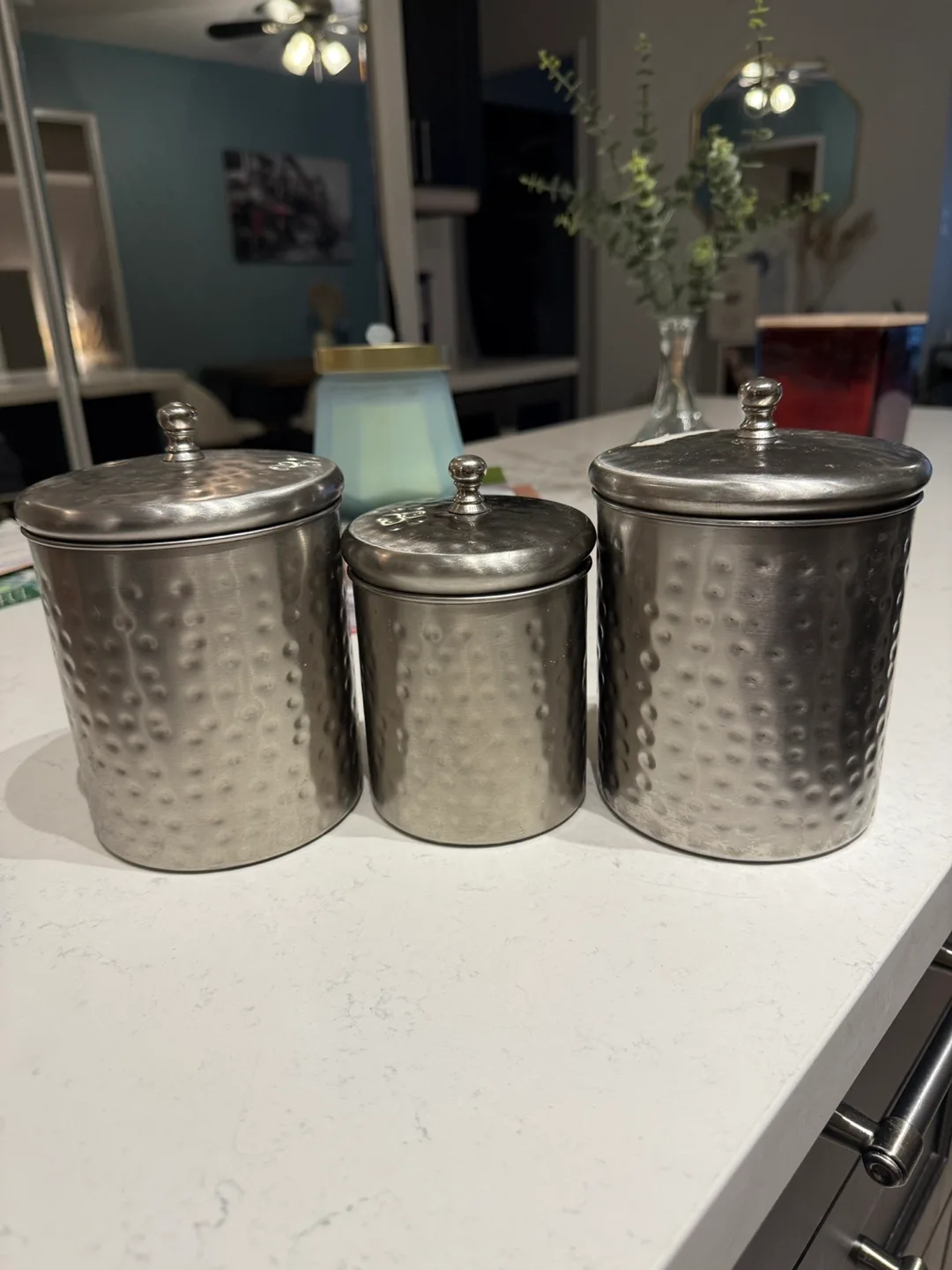 Set of 3 Hammered Metal Canisters thumbnail