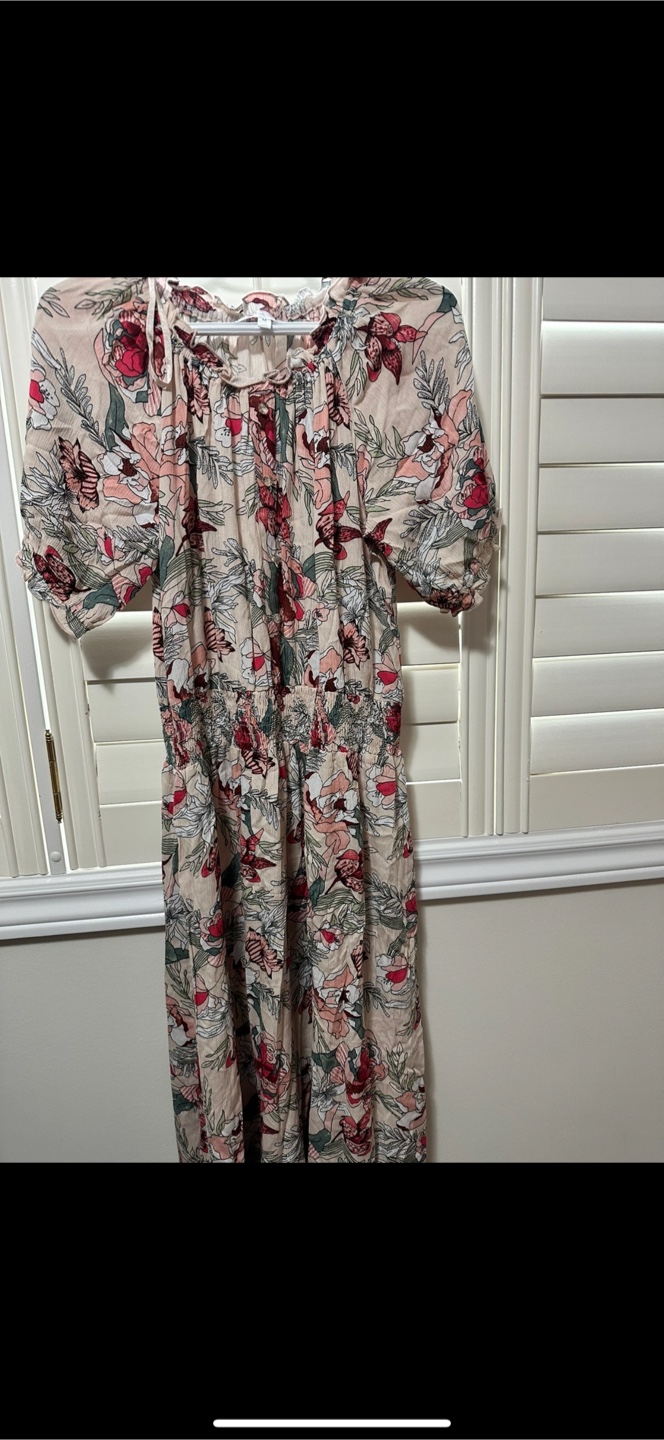 Floral midi dress, size medium