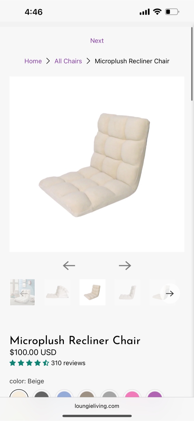 Loungie Microplush Recliner Chair - Beige - photo 4