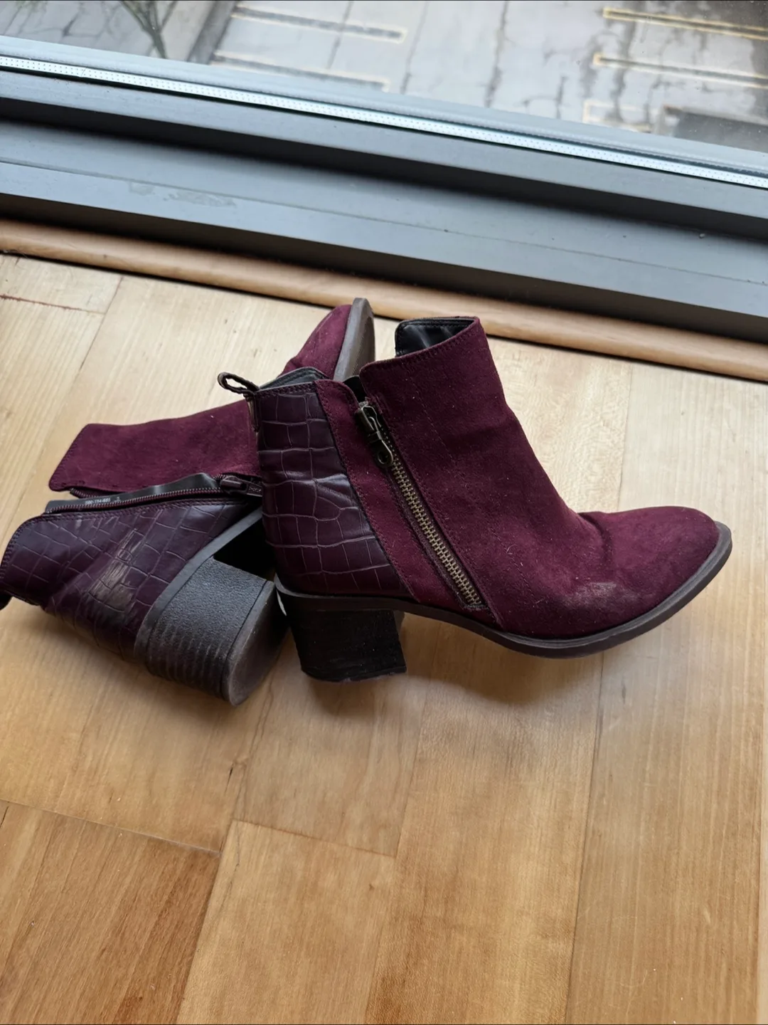Burgundy Suede Ankle Boots - Size 7 thumbnail
