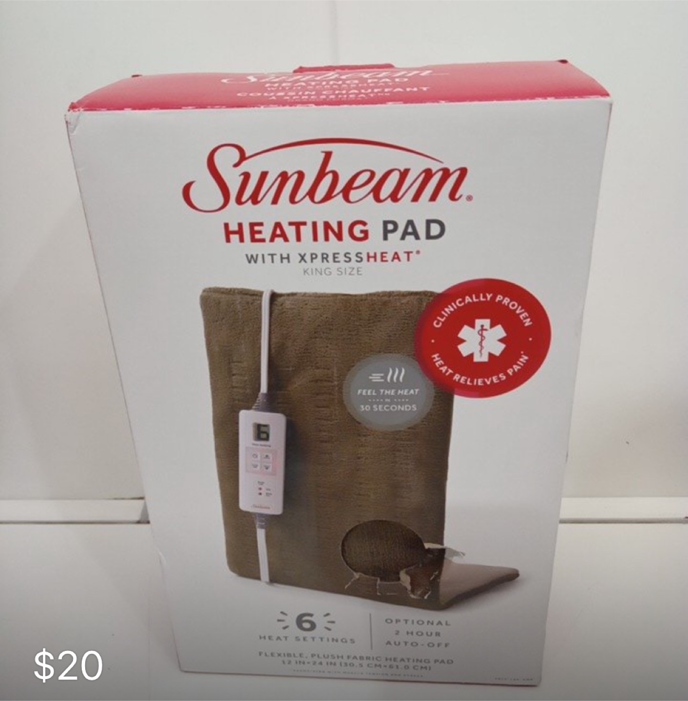 Sunbeam Heating Pad with XpressHeat - King Size - 12" x 24"