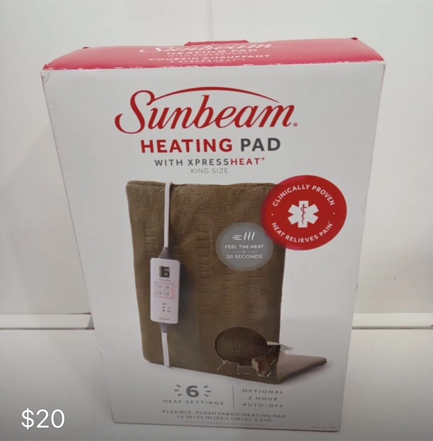 Sunbeam Heating Pad with XpressHeat - King Size - 12" x 24" thumbnail