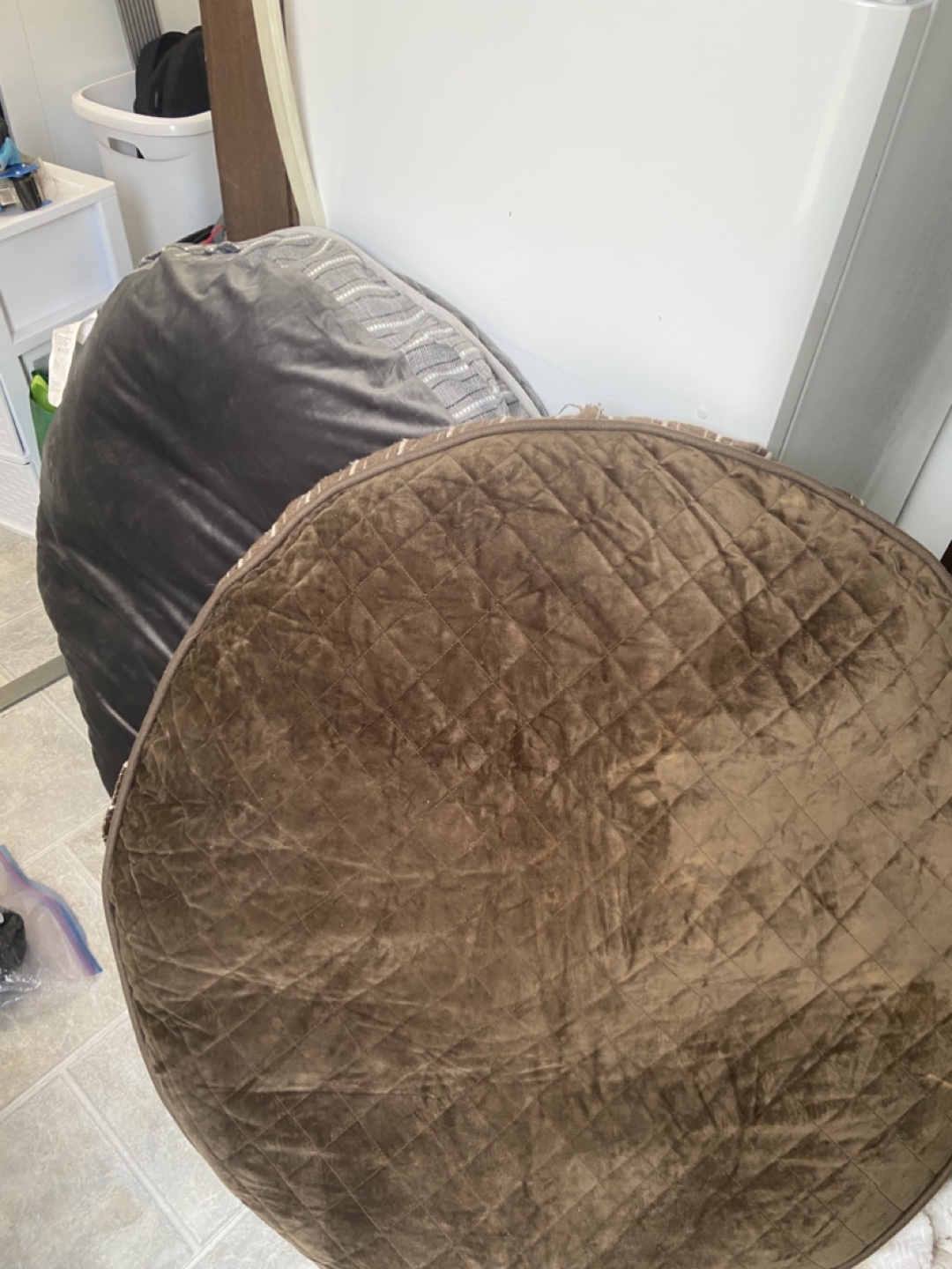 Brown Quilted Round Pet Bed