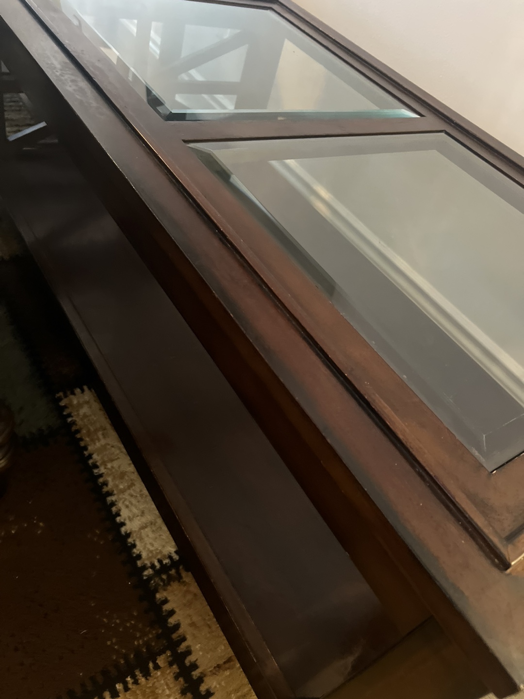 Dark Brown Wooden Coffee Table with Glass Top - photo 3