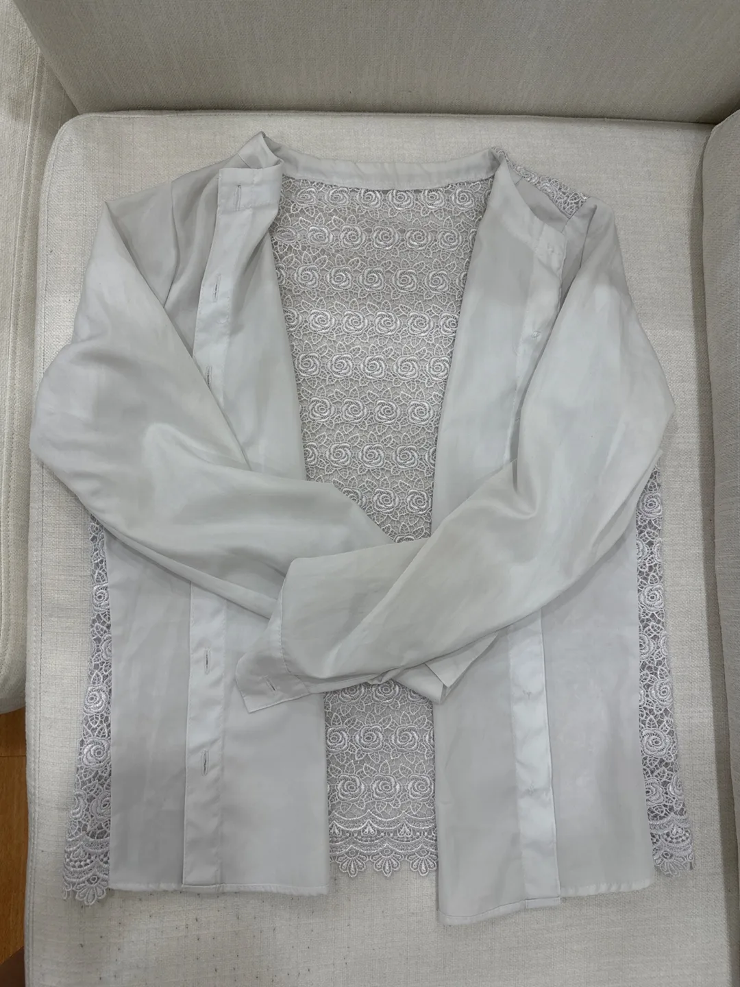 Grey Lace Detail Blouse thumbnail