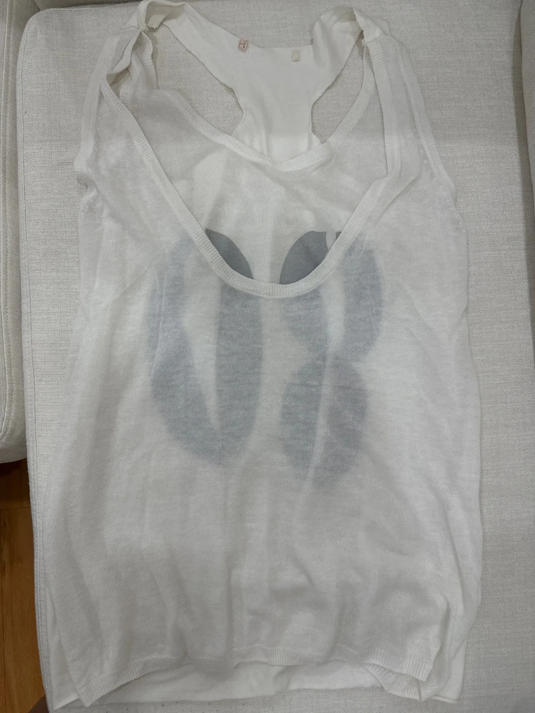 White Knit Racerback Tank Top with Number 08 Graphic thumbnail