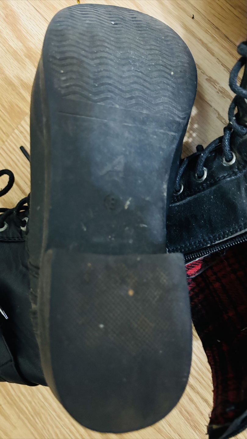 Black Lace-Up Boots with Red Plaid Interior - photo 2