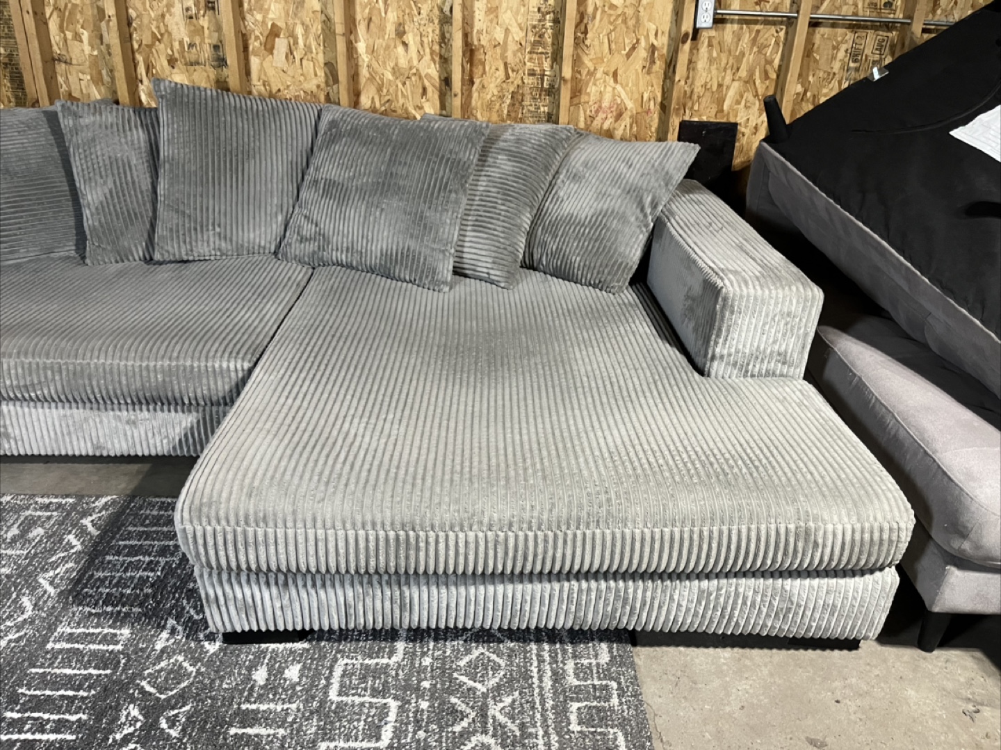 FREE DELIVERY - Luxe Fog Gray Corduroy Sectional Sofa - photo 5