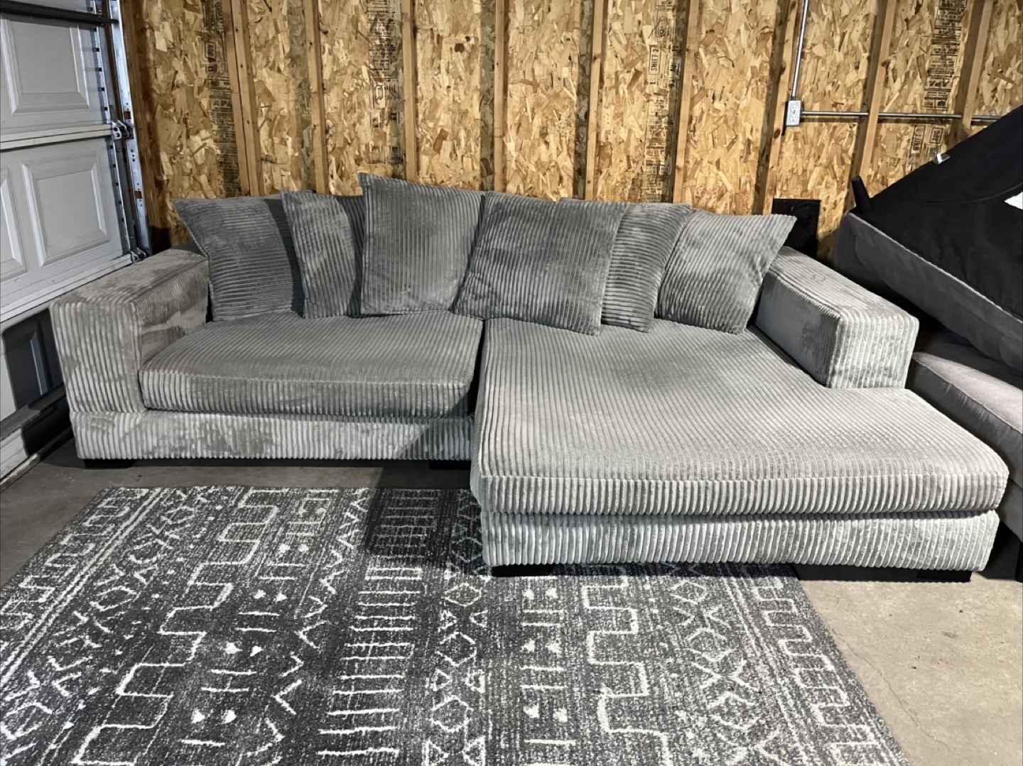 FREE DELIVERY - Luxe Fog Gray Corduroy Sectional Sofa