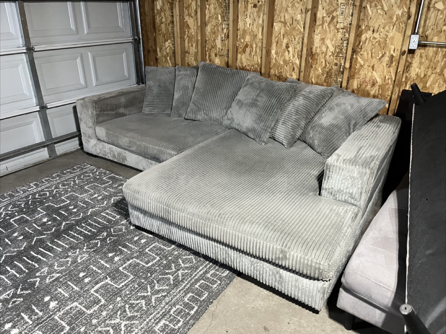 FREE DELIVERY - Luxe Fog Gray Corduroy Sectional Sofa - photo 2