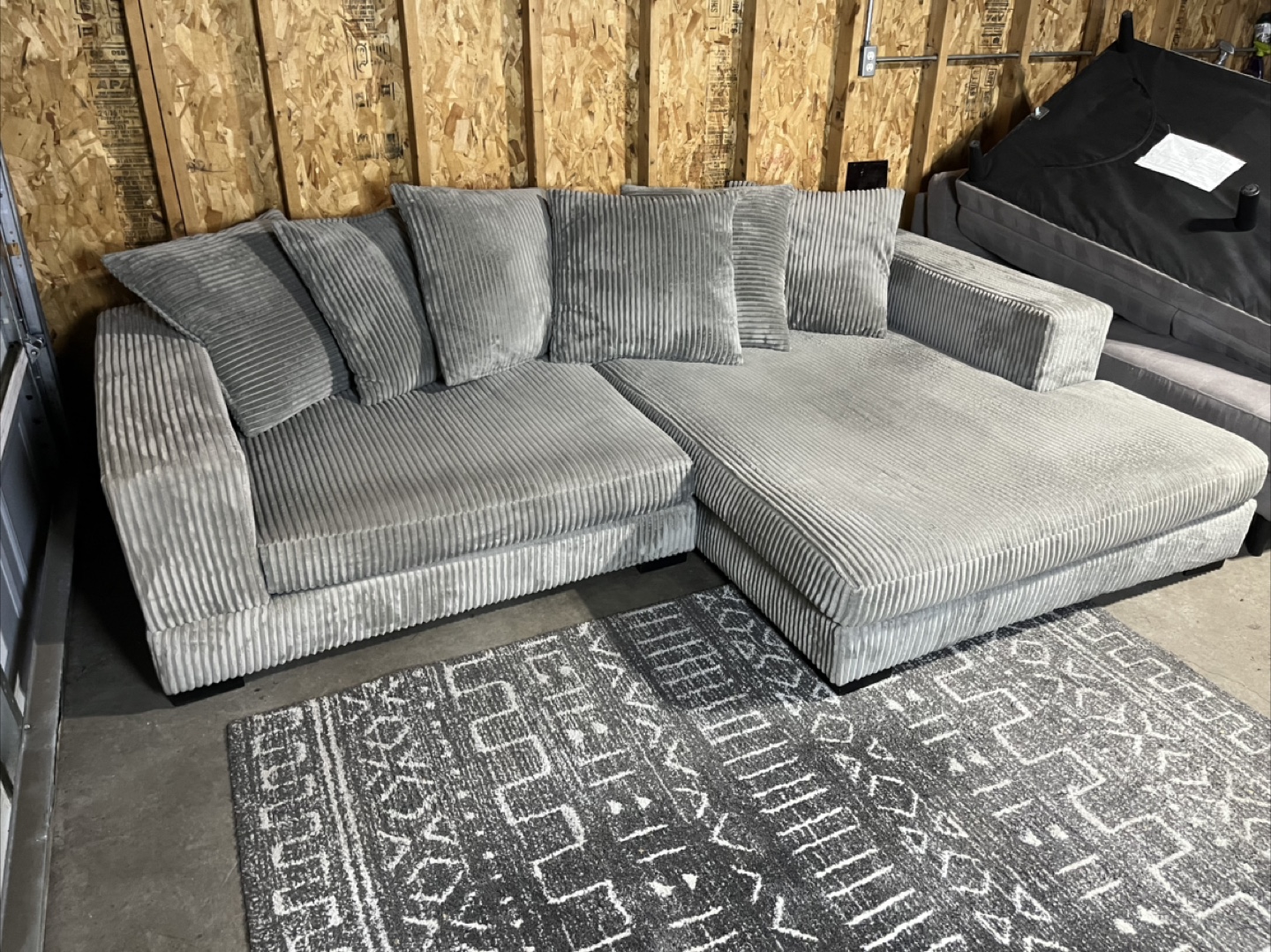 FREE DELIVERY - Luxe Fog Gray Corduroy Sectional Sofa - photo 3