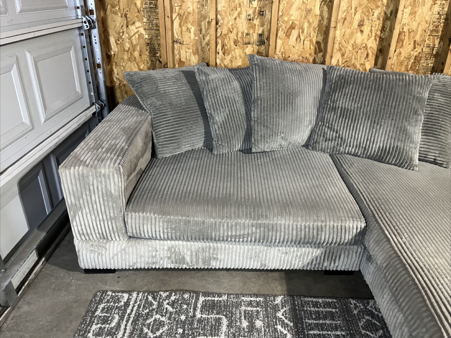 FREE DELIVERY - Luxe Fog Gray Corduroy Sectional Sofa - photo 4