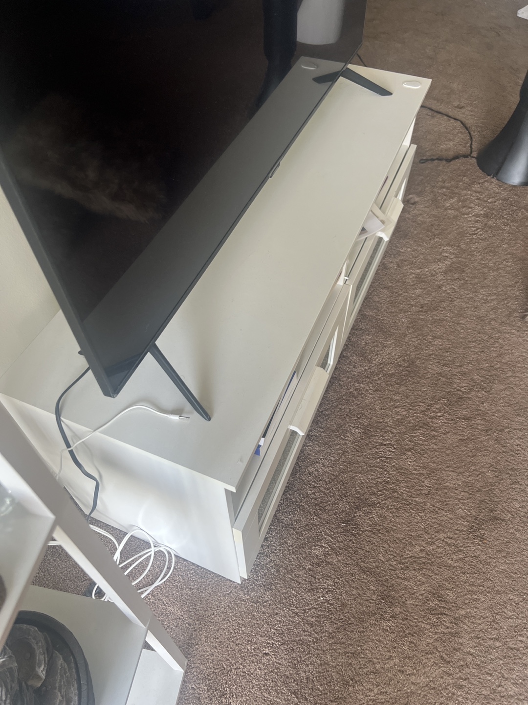 White TV Stand with Two Drawers - photo 3
