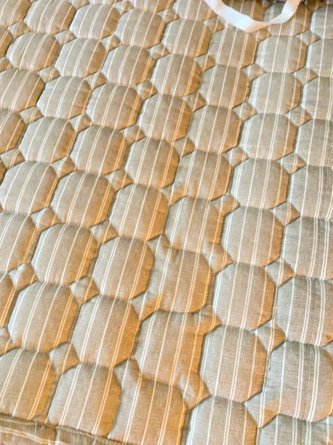 Beige Striped Quilted Mattress Pad thumbnail