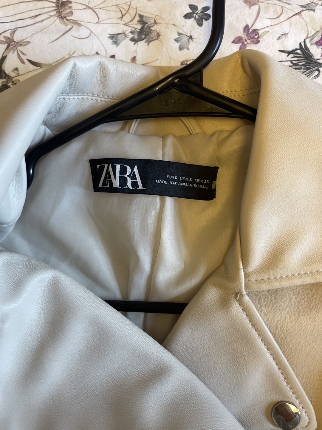 Zara Beige Faux Leather Moto Jacket Size S - photo 2