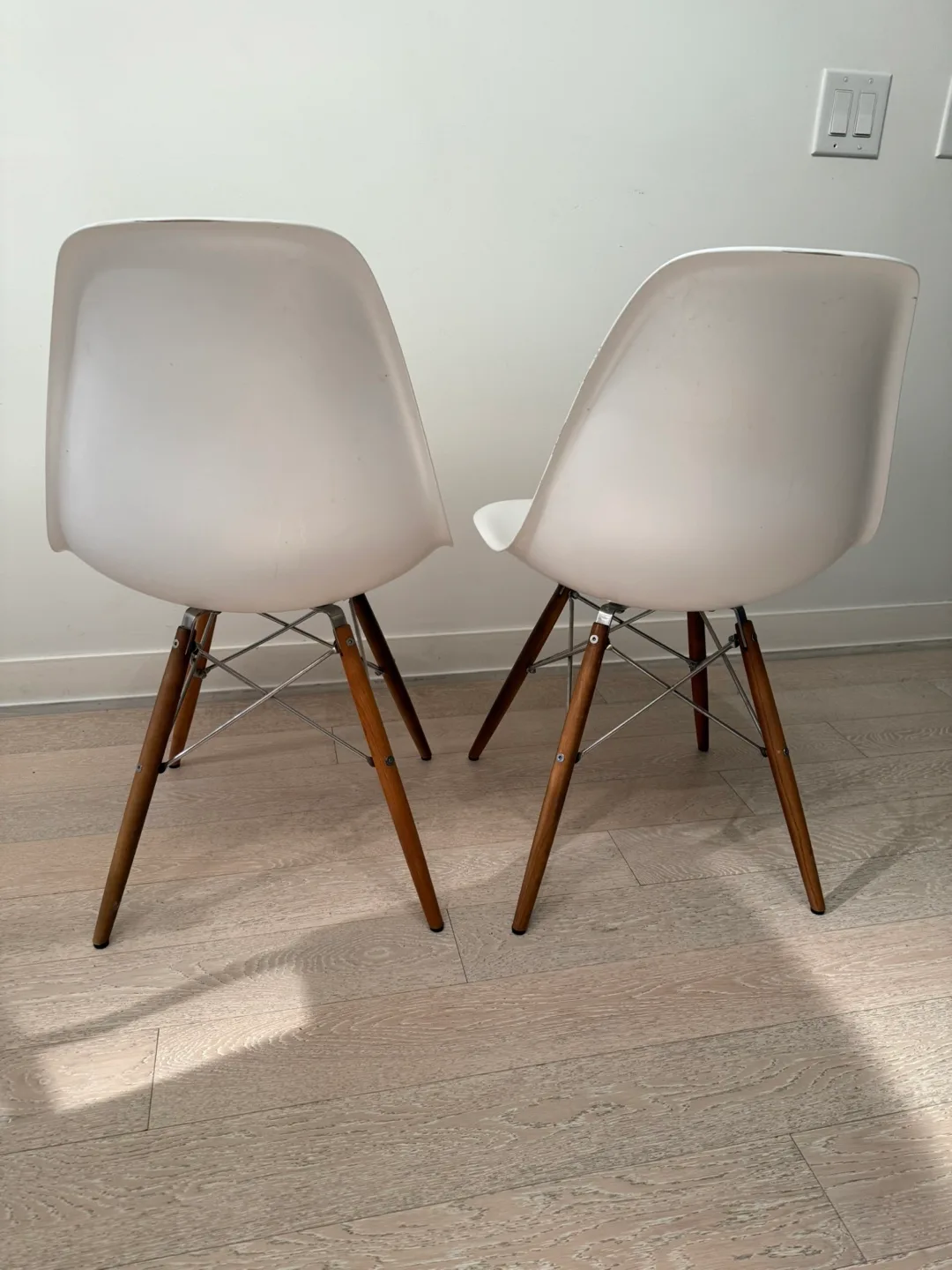 Pair of White Eames Molded Plastic Side Chairs image indicator(2)
