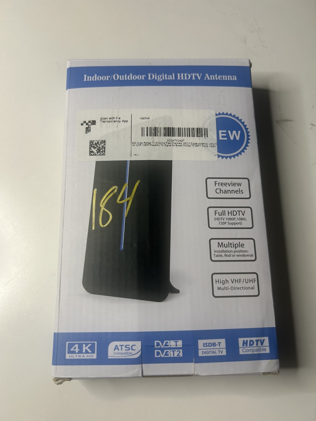 Indoor/Outdoor HDTV Antenna - Freeview Channels, 4K Ultra HD