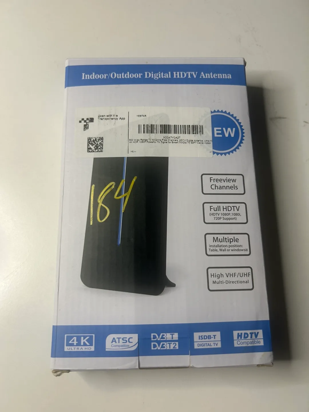 Indoor/Outdoor HDTV Antenna - Freeview Channels, 4K Ultra HD thumbnail