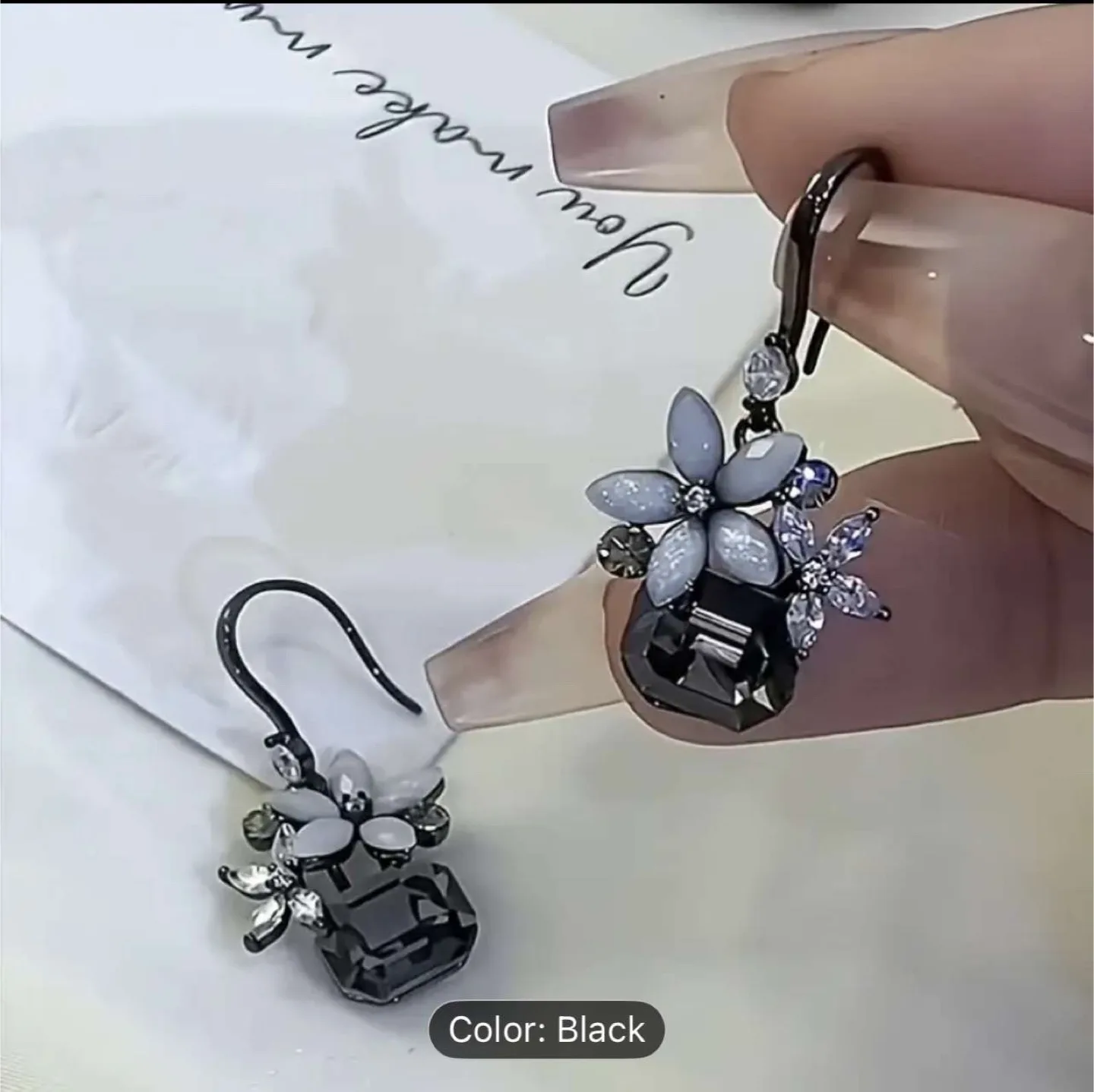 Elegant Crystal Flower Dangle Earrings - Multiple Styles thumbnail