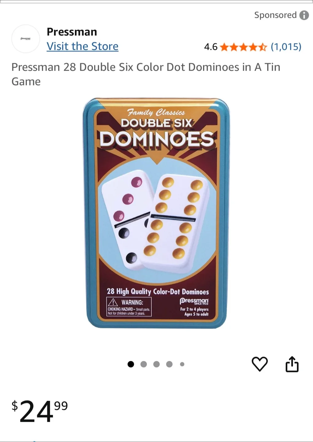 Pressman Family Classics Double Six Dominoes image indicator(4)