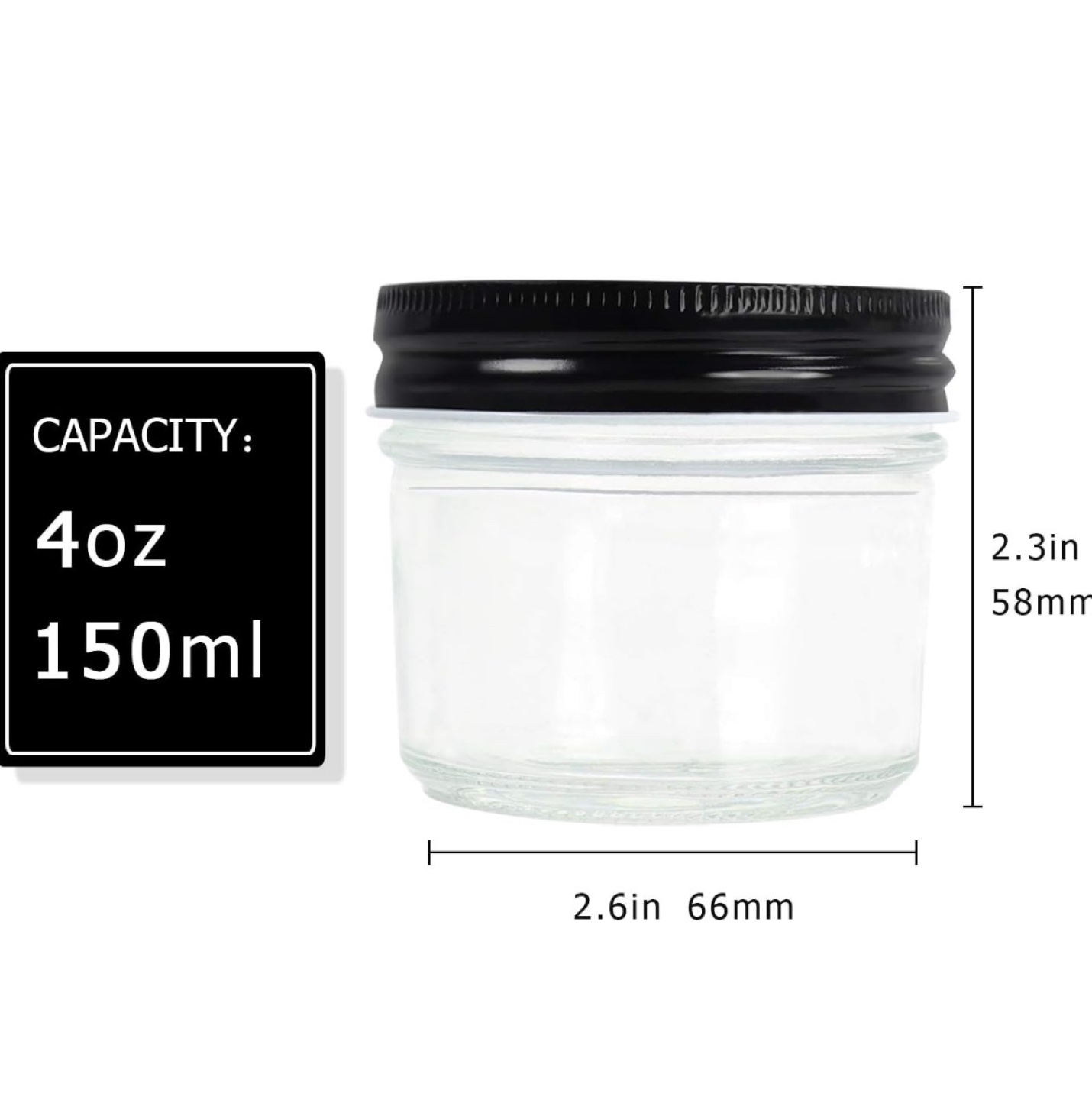 15 x 4oz Glass Jars with Black Lids - photo 3