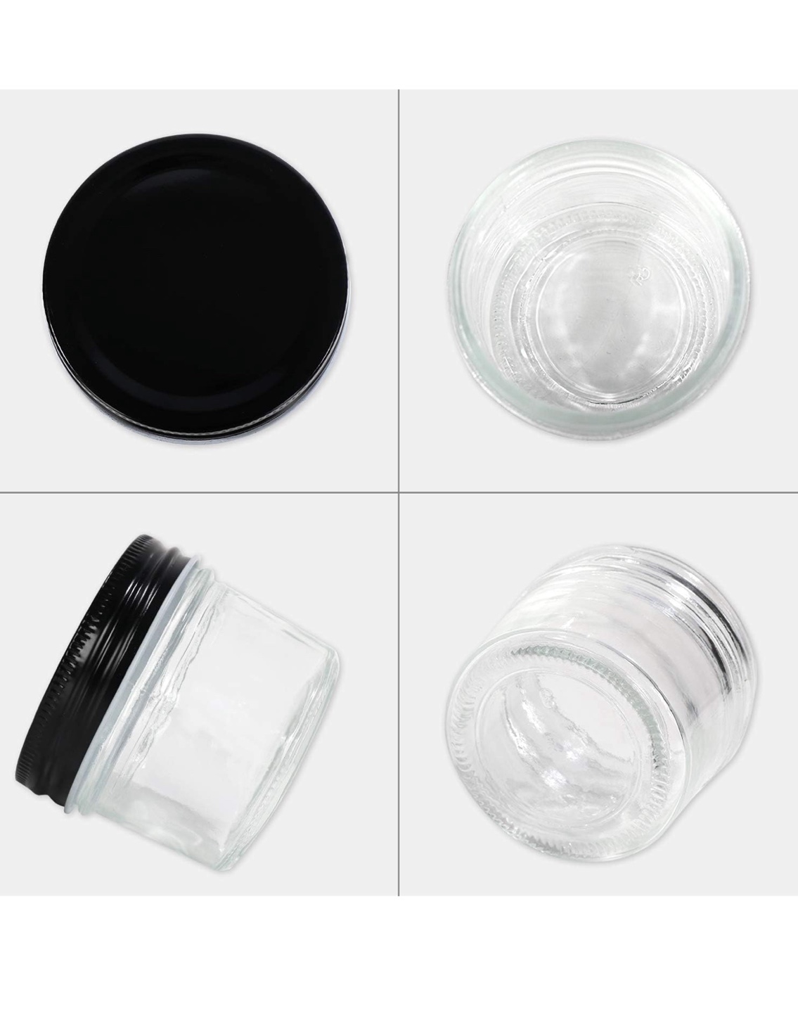 15 x 4oz Glass Jars with Black Lids - photo 2