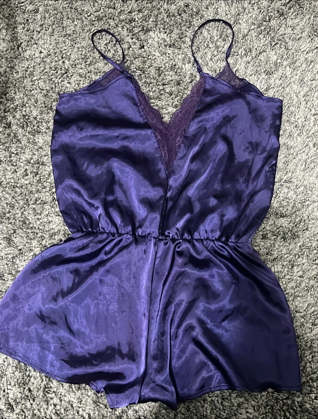 Moving Sale - Purple silk romper sleepwear #lingerie thumbnail