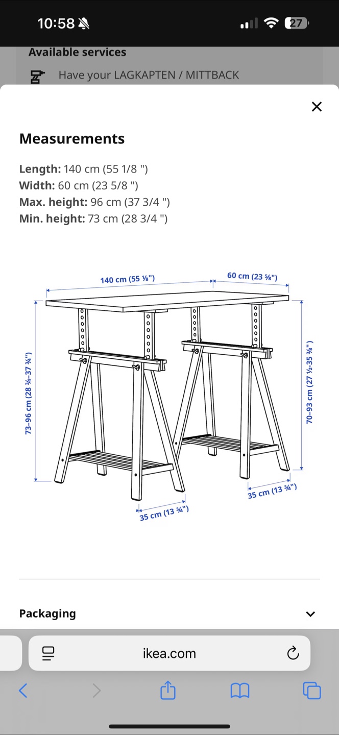 IKEA LACKKAPTEN/MITTBACK Desk - photo 5