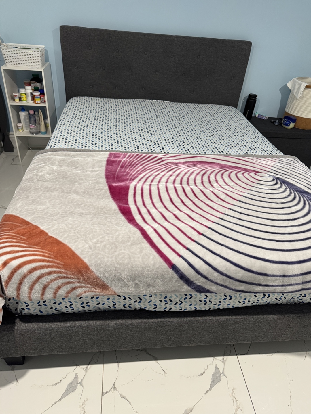 Queen Upholstered Bed Frame and Mattress (12.5 inches)