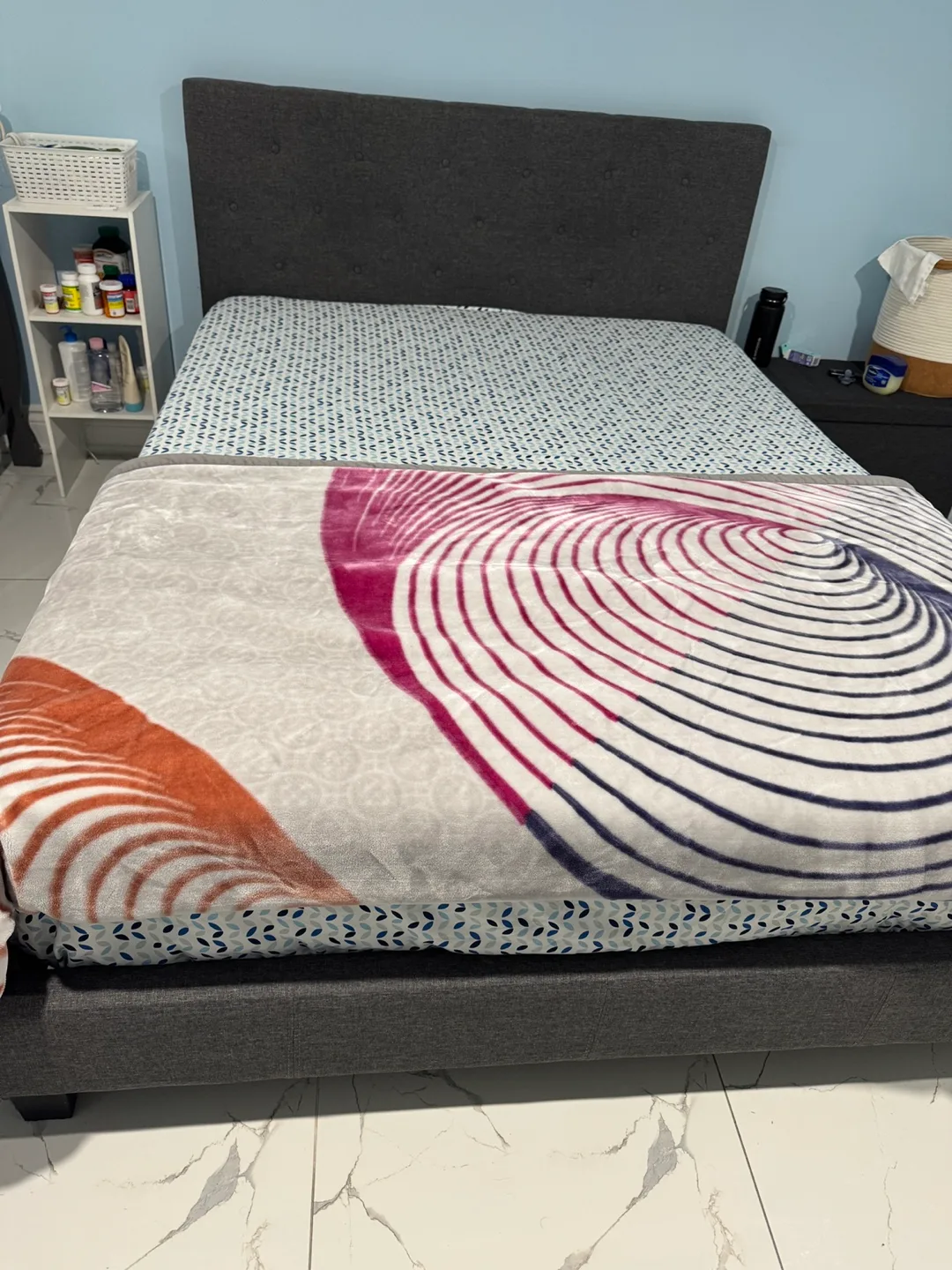 Queen Upholstered Bed Frame and Mattress (12.5 inches) thumbnail
