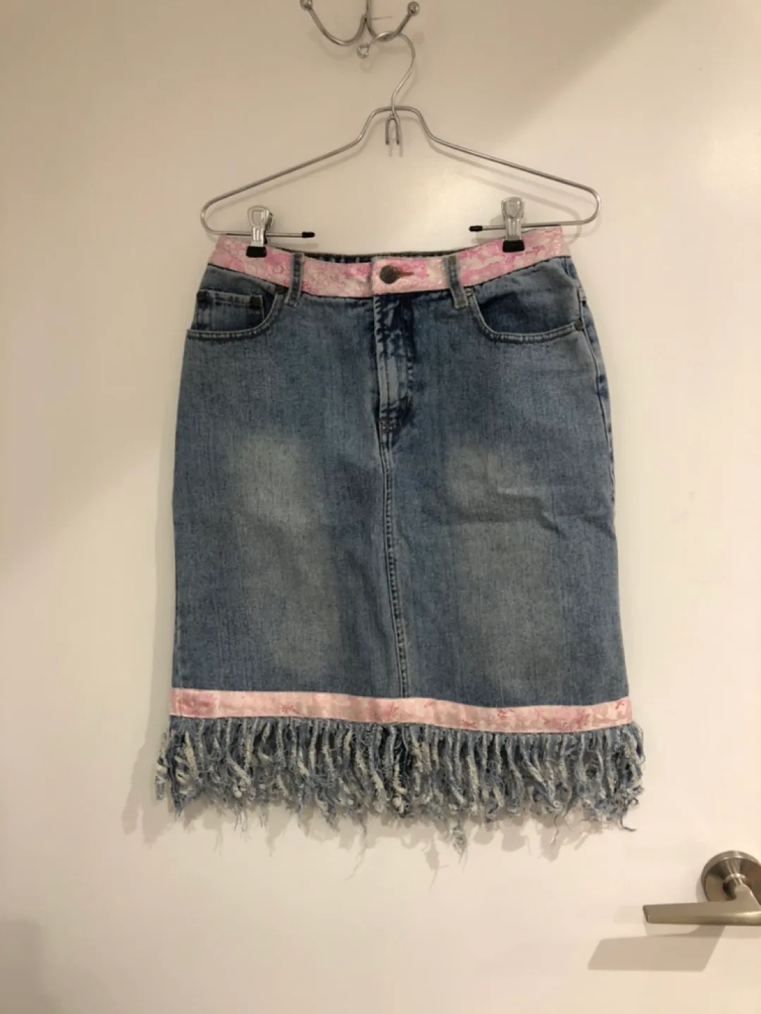 Vintage Buffalo Jeans fringe denim skirt thumbnail
