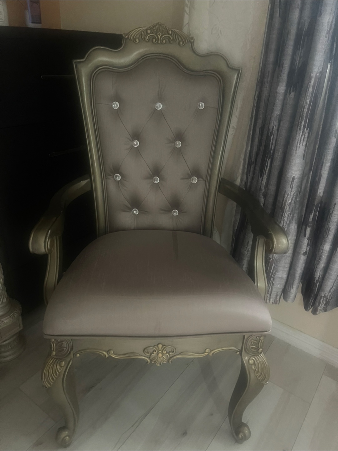 Elegant Dining Chair with Crystal Accents
